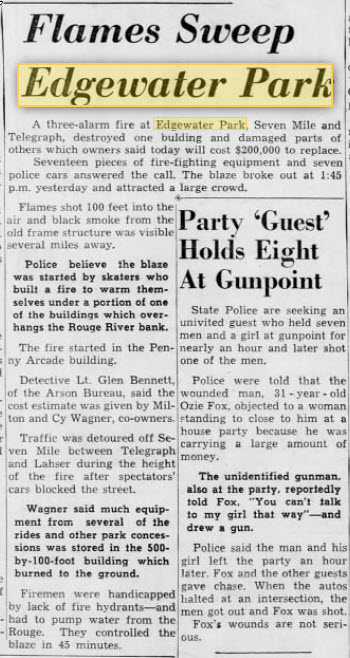 Edgewater Park - Dec 27 1955 Article On Fire (newer photo)